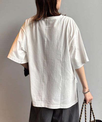 絨布標誌印花短袖oversize T 恤