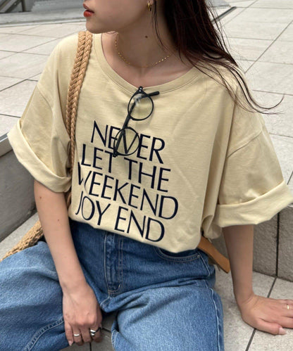 絨布標誌印花短袖oversize T 恤