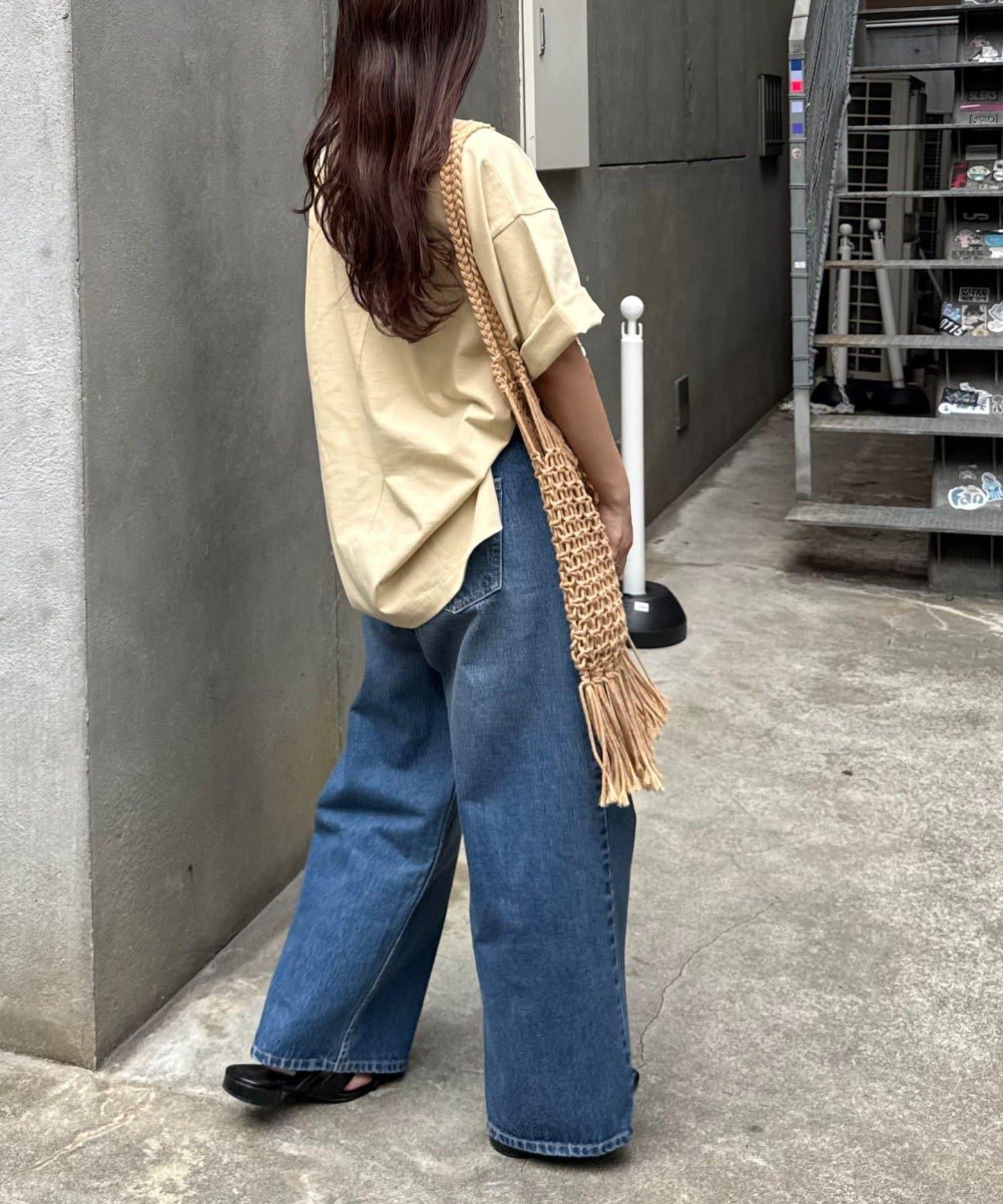 絨布標誌印花短袖oversize T 恤
