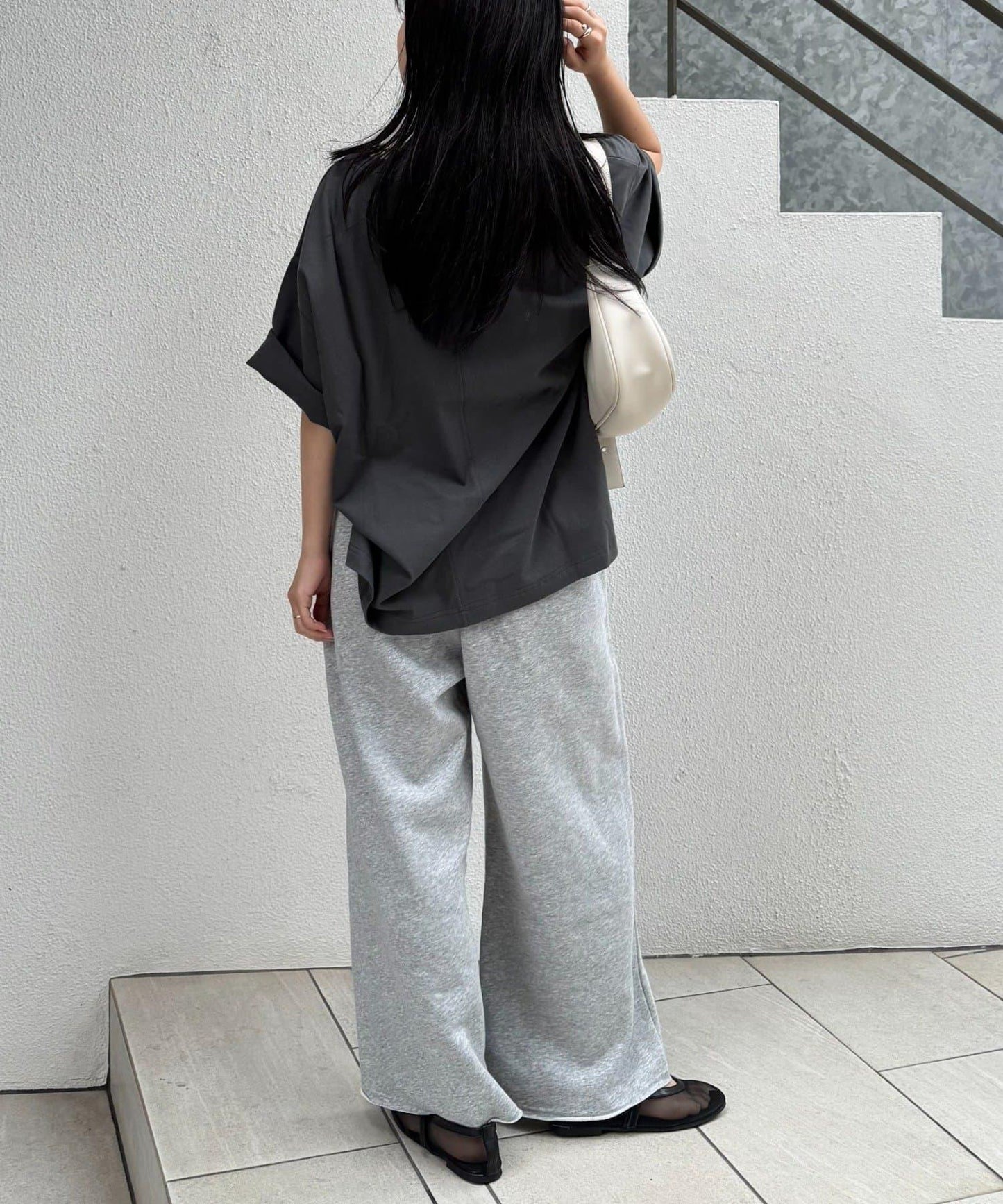 絨布標誌印花短袖oversize T 恤