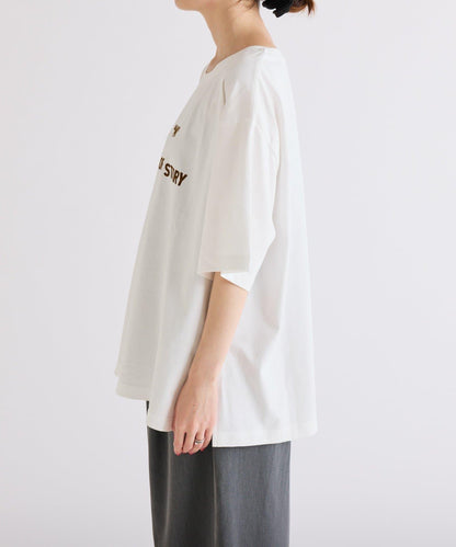 絨布標誌印花短袖oversize T 恤