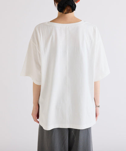 絨布標誌印花短袖oversize T 恤