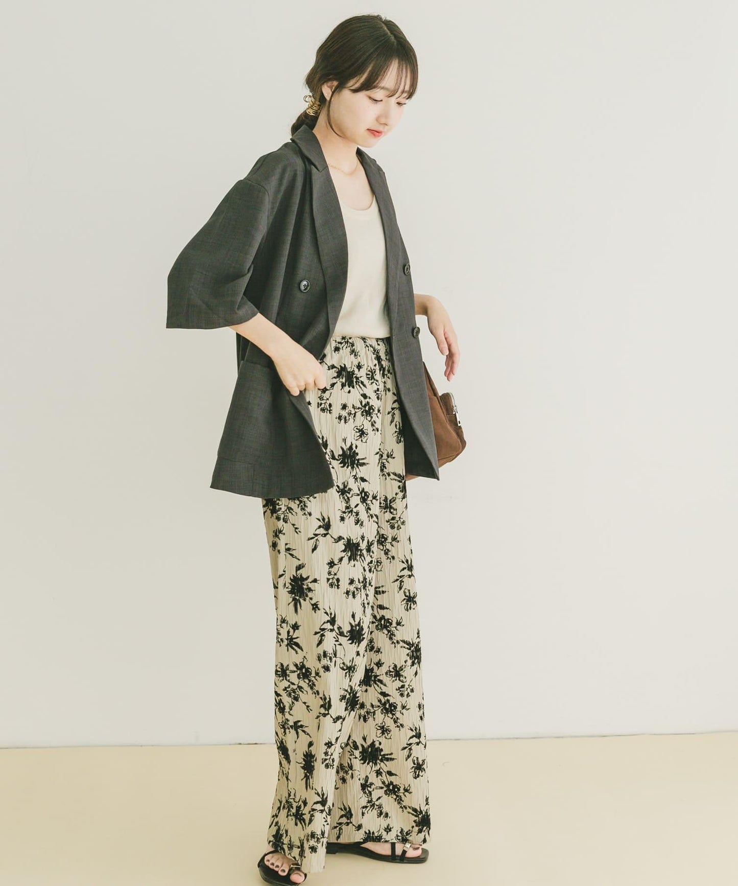 亞麻風半袖夾克