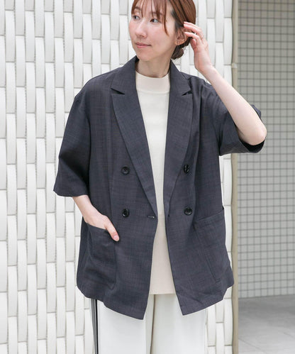 亞麻風半袖夾克