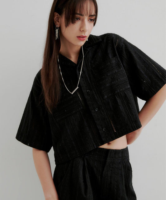 Schott×RUMBLE RED（合作款）原刺繡短袖開領襯衫