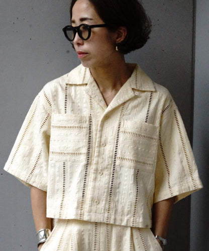 Schott×RUMBLE RED（合作款）原刺繡短袖開領襯衫
