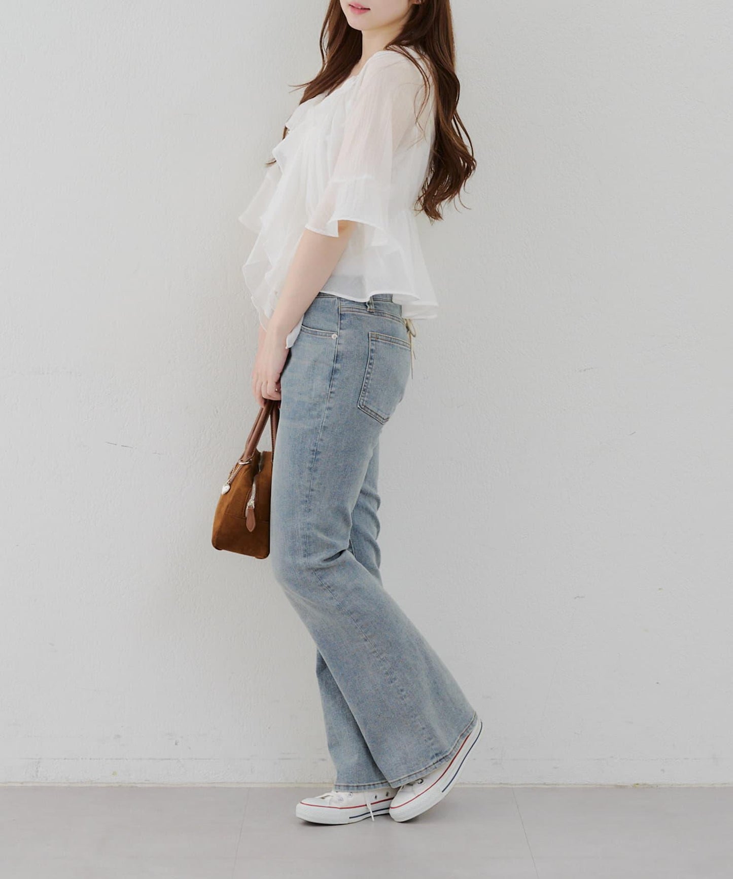 【@reve.perle_企劃】後綁帶荷葉邊喇叭褲