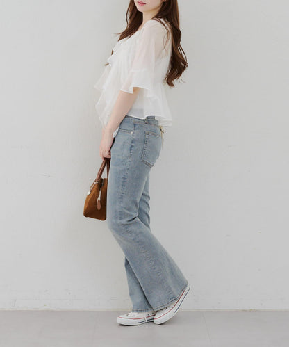 【@reve.perle_企劃】後綁帶荷葉邊喇叭褲