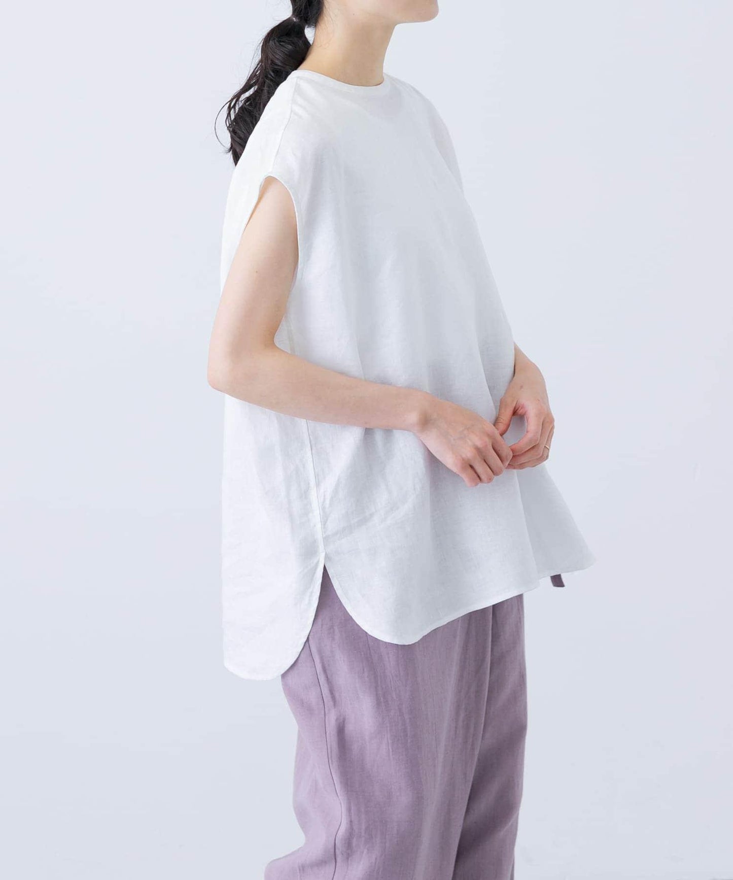 亞麻法式圓領