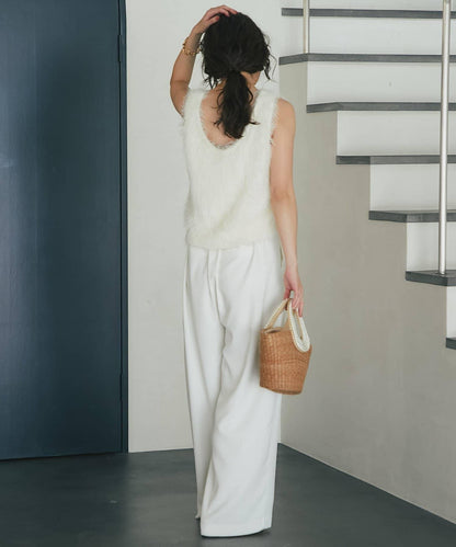 長款羽毛前後兩穿針織馬甲