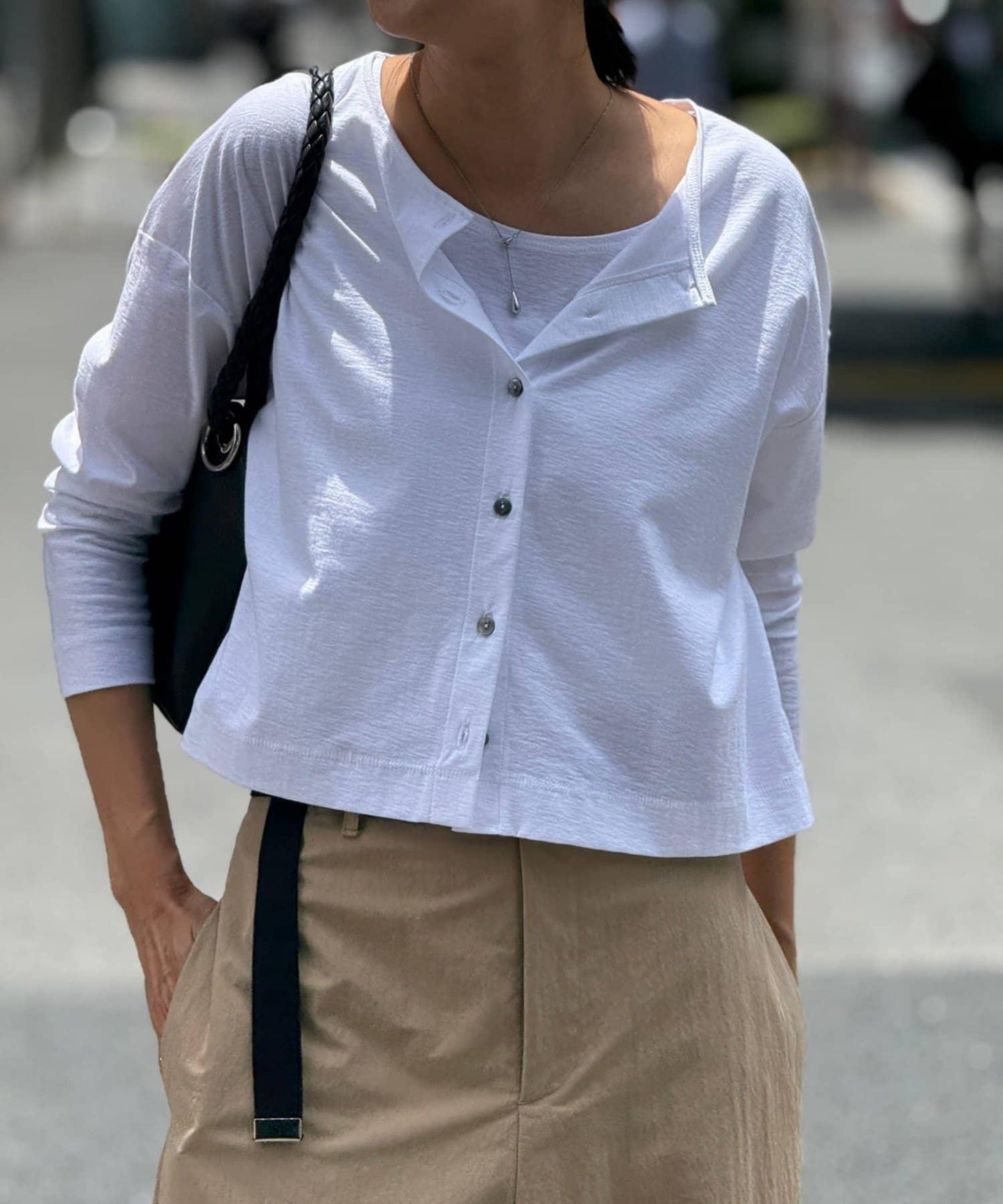 條紋短款開衫