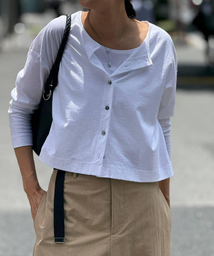 條紋短款開衫