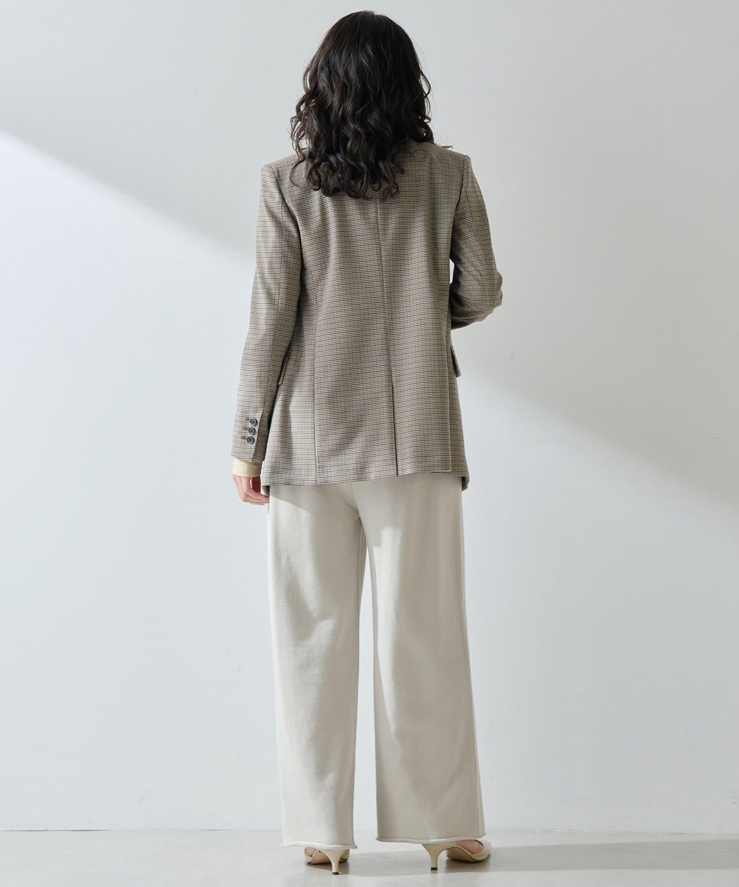 標誌後毛呢寬鬆褲