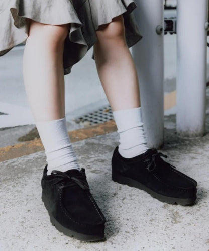 CLARKS/クラークス WALLABEE GTX 華萊士 GORE-TEX 女士靴子 牛皮 橡膠底