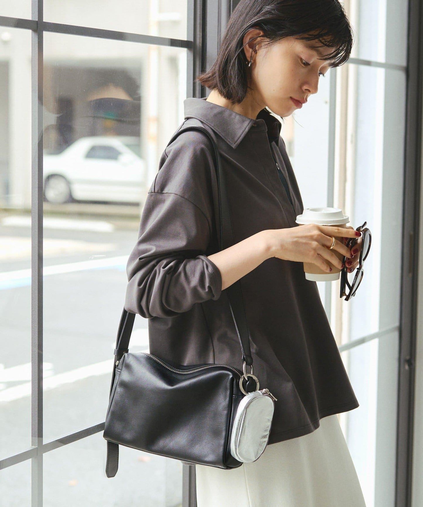 皮革方形肩揹包