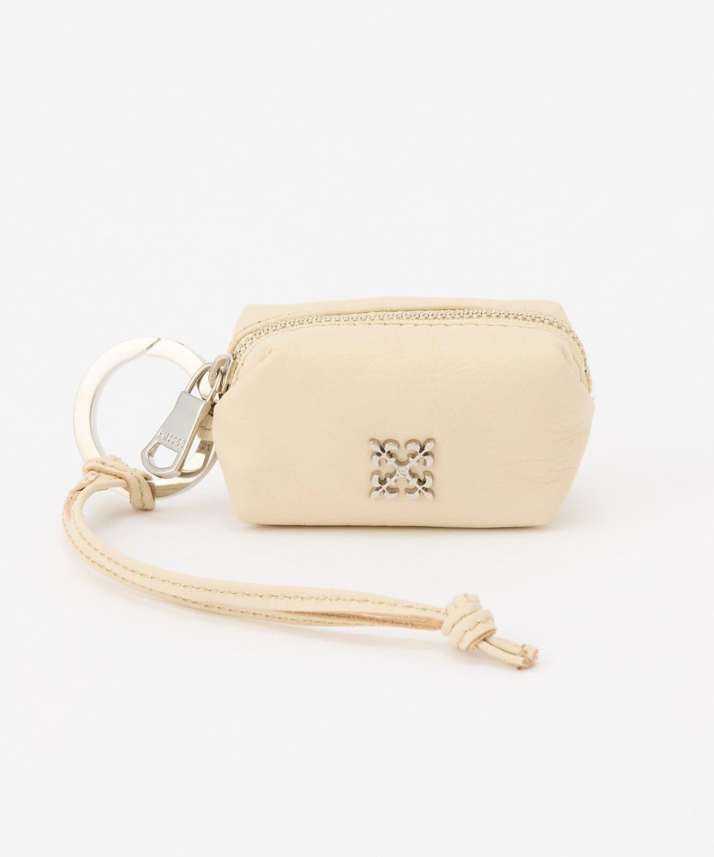 帶卡拉賓的小型皮革掛件袋