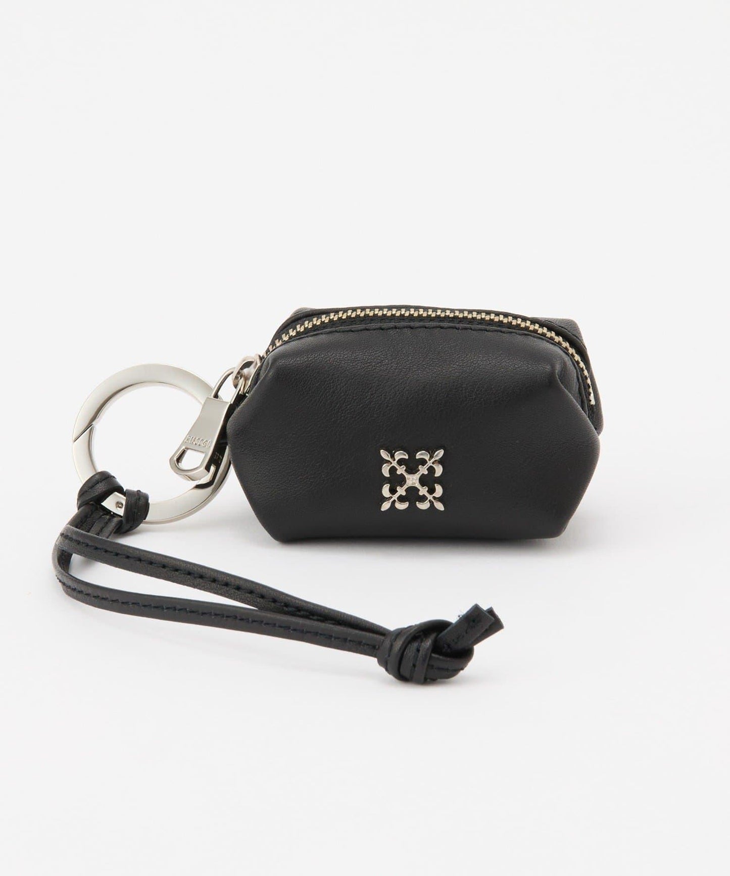 帶卡拉賓的小型皮革掛件袋