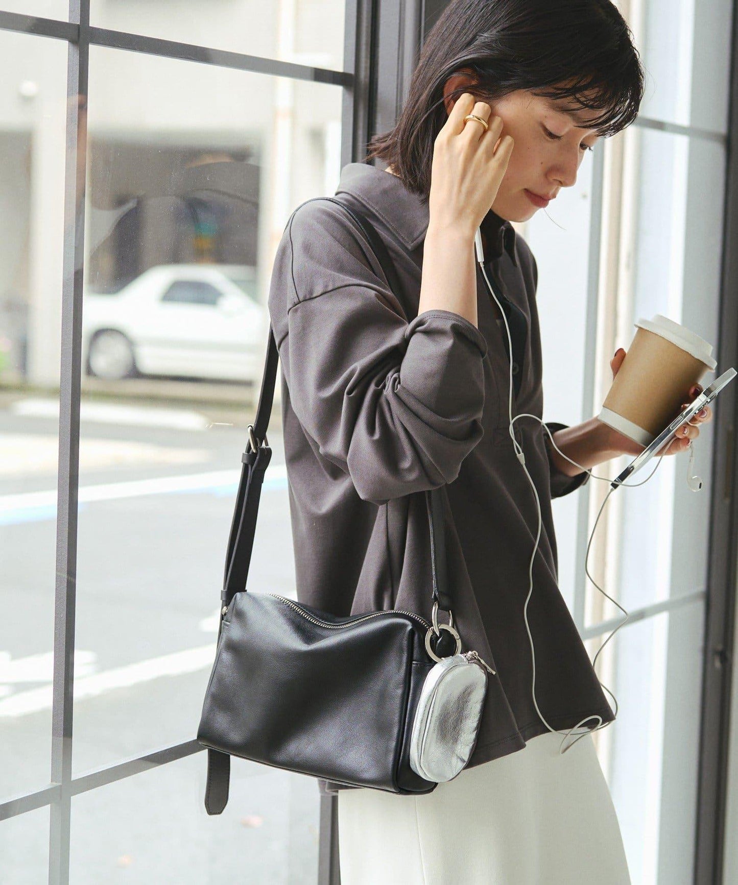 皮革方形肩揹包