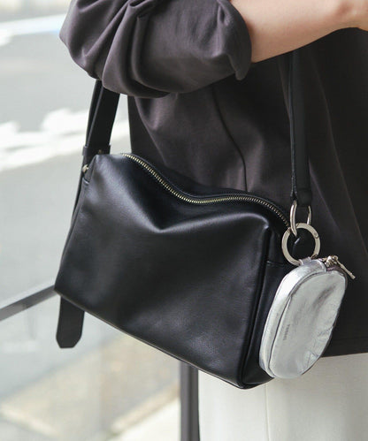 皮革方形肩揹包