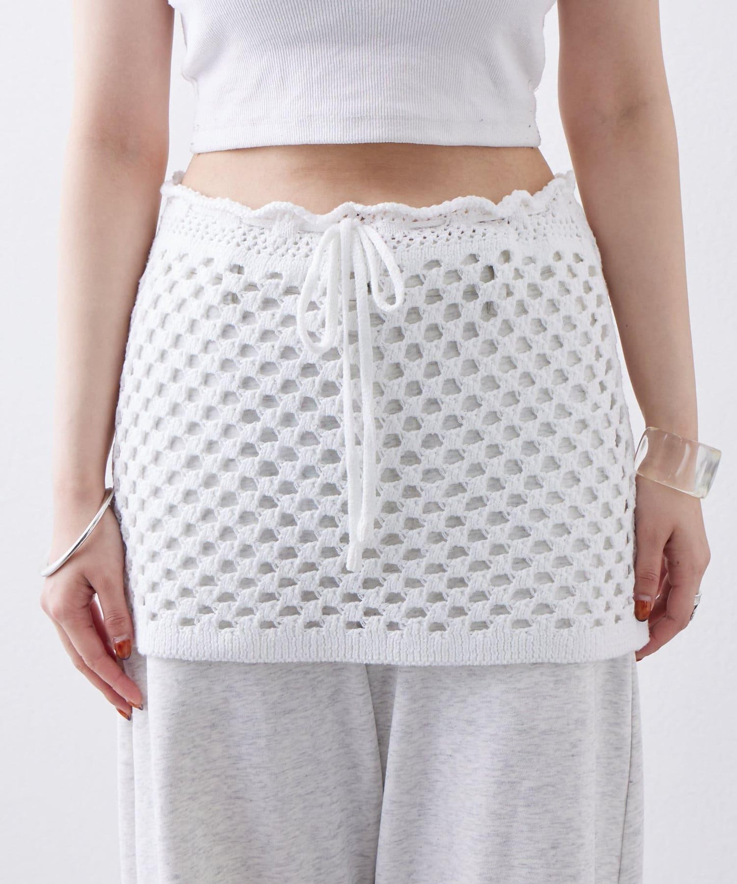 【神秘】方形鉤花迷你裙