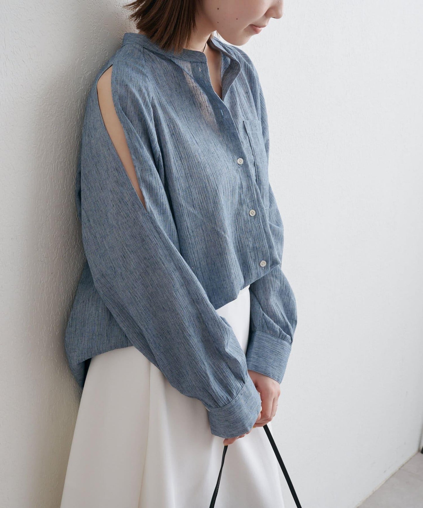【Omekashi】妖精肩露肩開衩襯衫