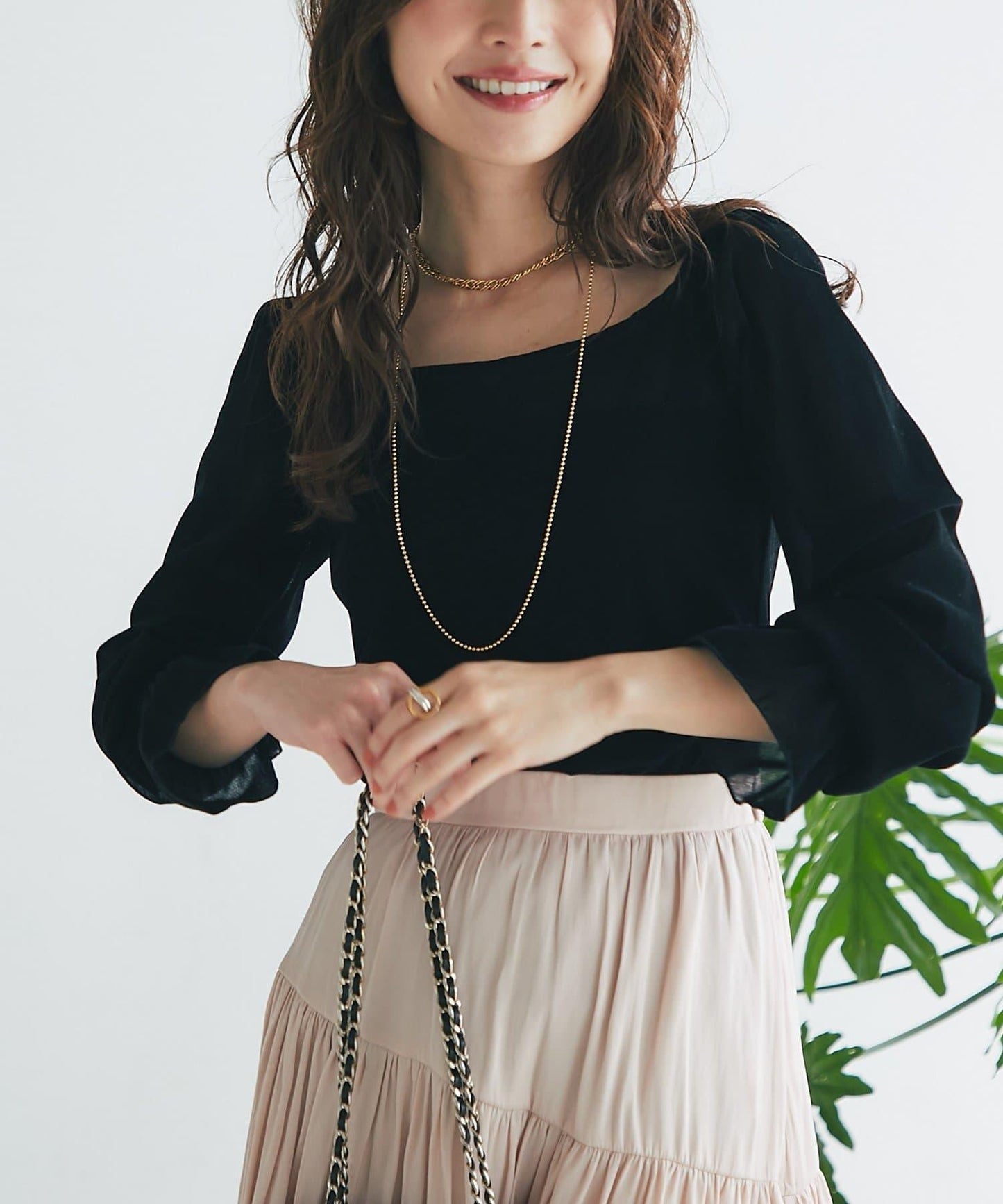 【KAZUMI監修】絨面蕾絲方領T恤