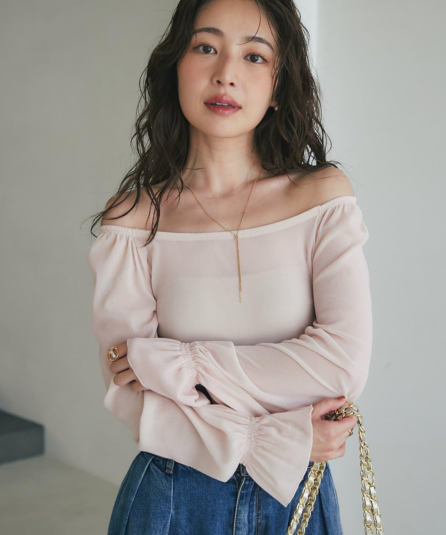 【KAZUMI監修】絨面蕾絲方領T恤