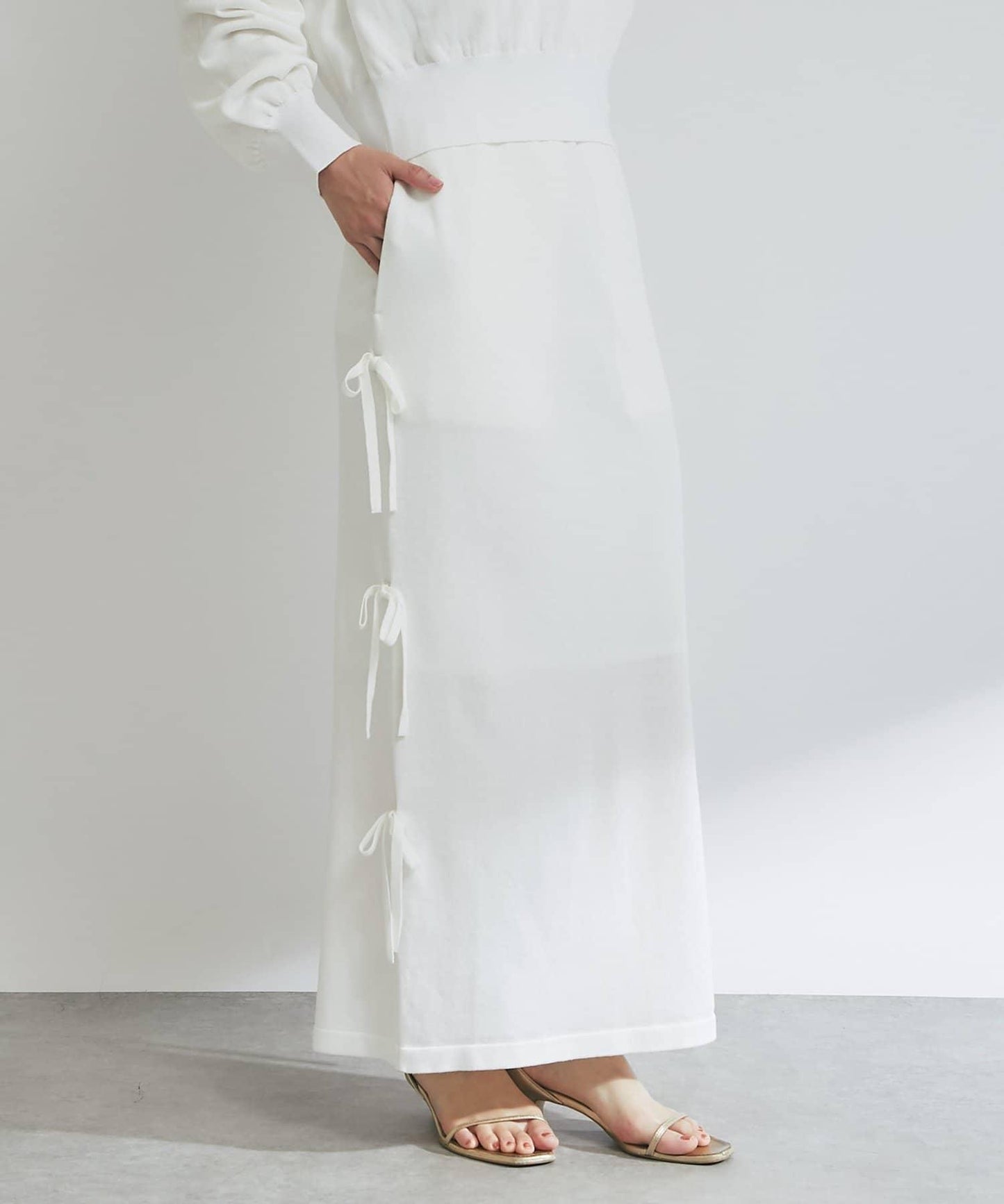 【La boutique BonBon】金銀絲針織蝴蝶結半身裙