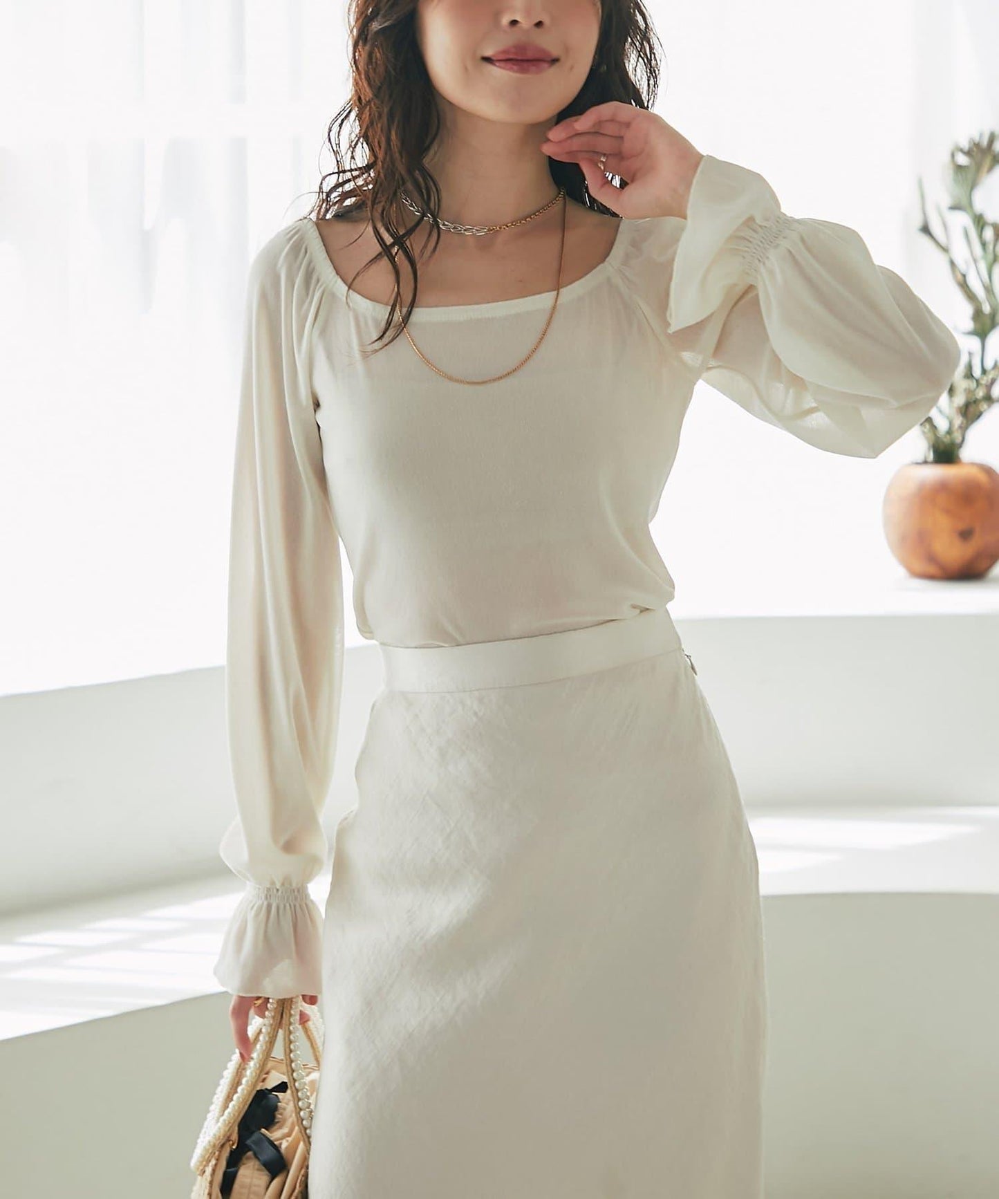 【KAZUMI監修】絨面蕾絲方領T恤