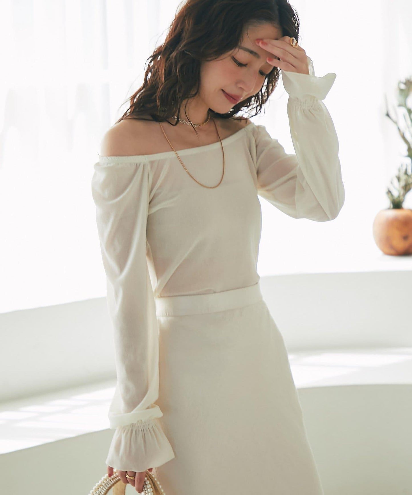 【KAZUMI監修】絨面蕾絲方領T恤