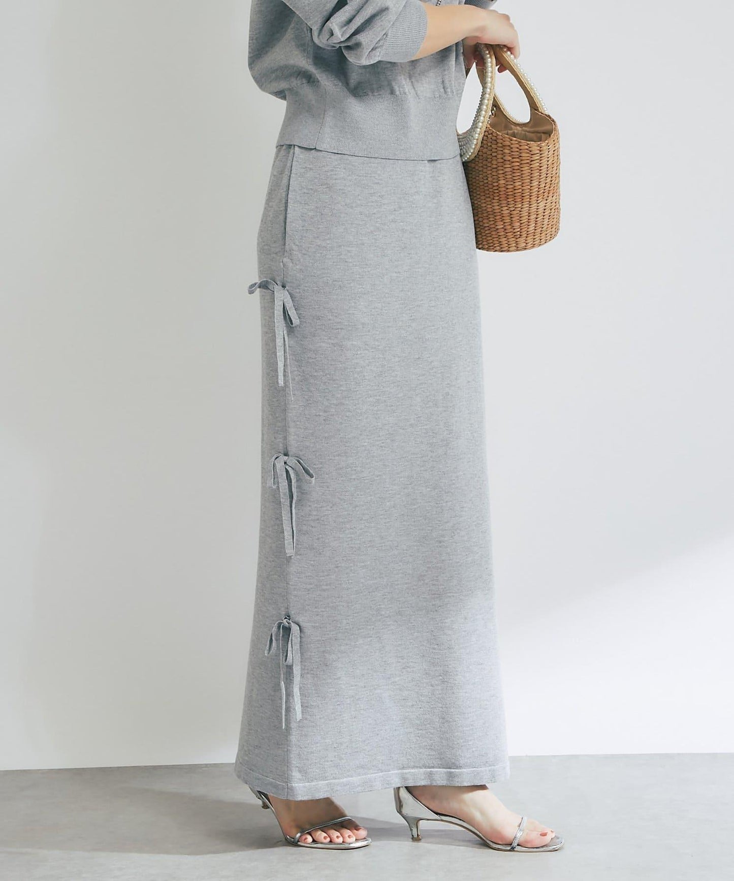 【La boutique BonBon】金銀絲針織蝴蝶結半身裙