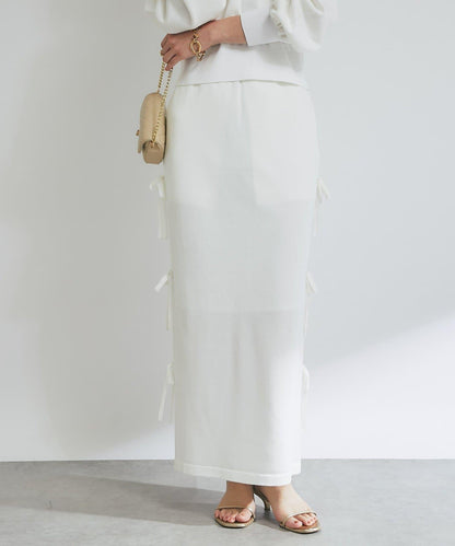 【La boutique BonBon】金銀絲針織蝴蝶結半身裙