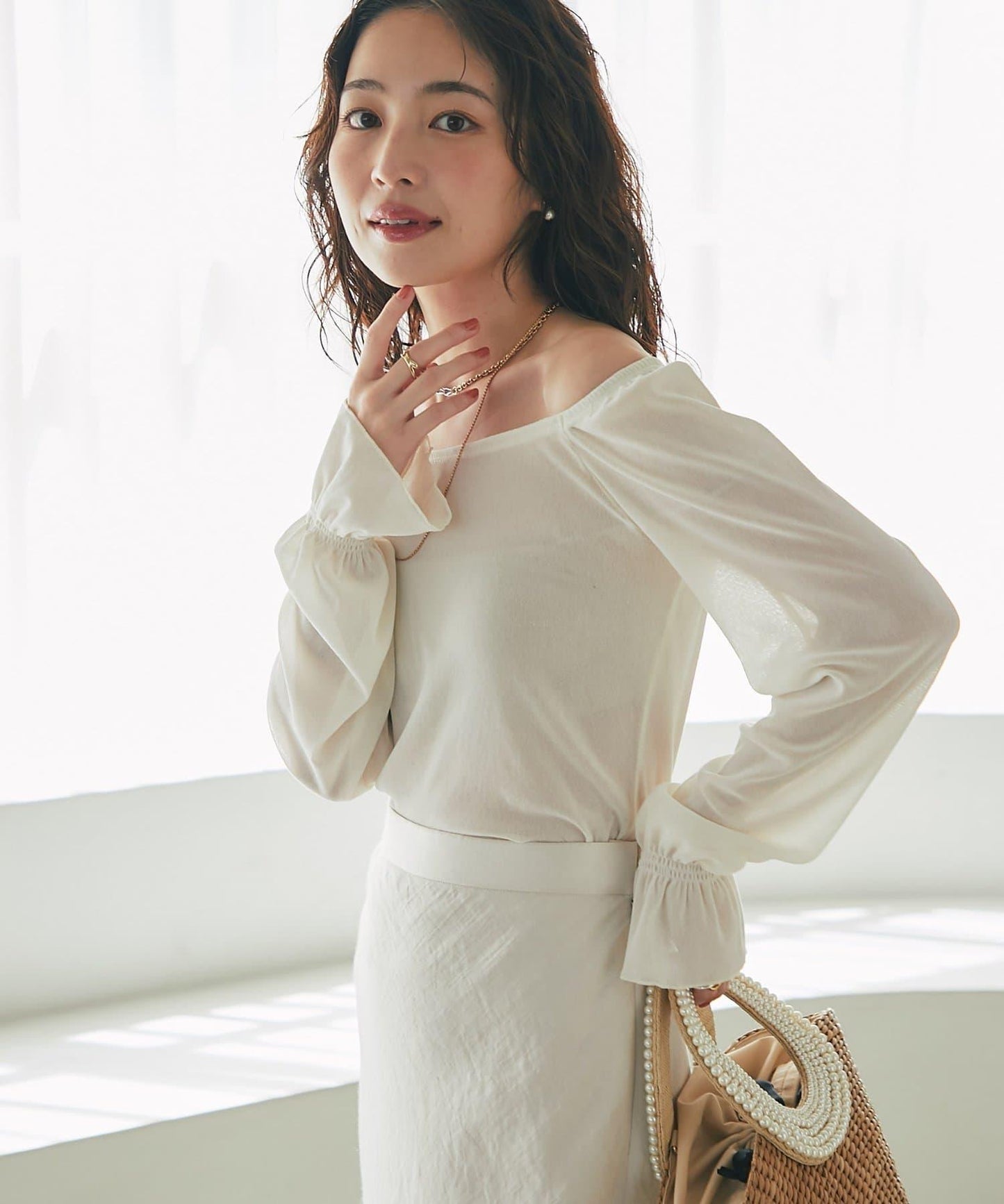 【KAZUMI監修】絨面蕾絲方領T恤