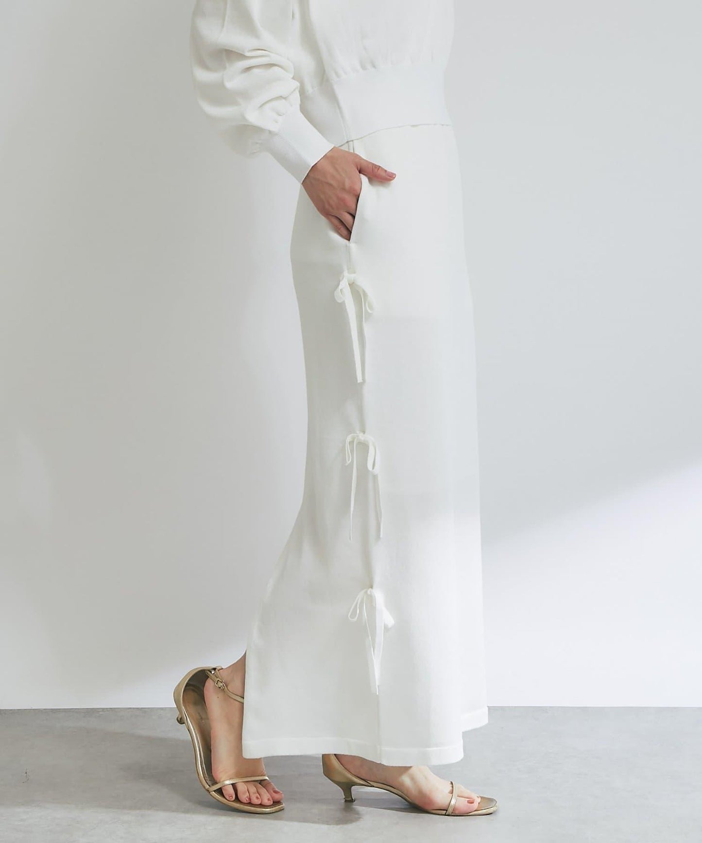 【La boutique BonBon】金銀絲針織蝴蝶結半身裙