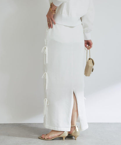 【La boutique BonBon】金銀絲針織蝴蝶結半身裙