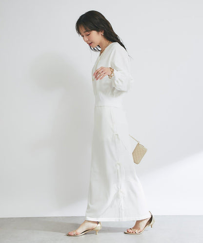 【La boutique BonBon】金銀絲針織蝴蝶結半身裙