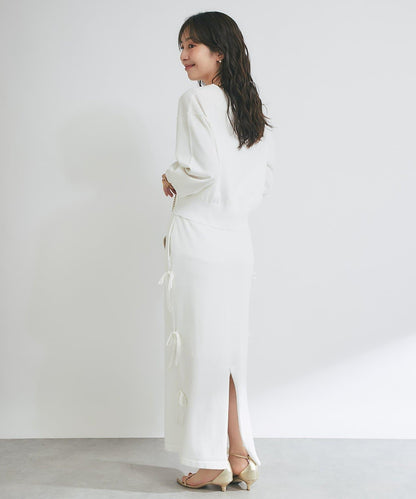 【La boutique BonBon】金銀絲針織蝴蝶結半身裙