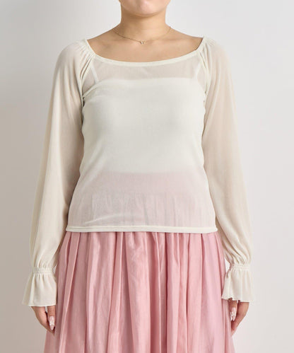 【KAZUMI監修】絨面蕾絲方領T恤