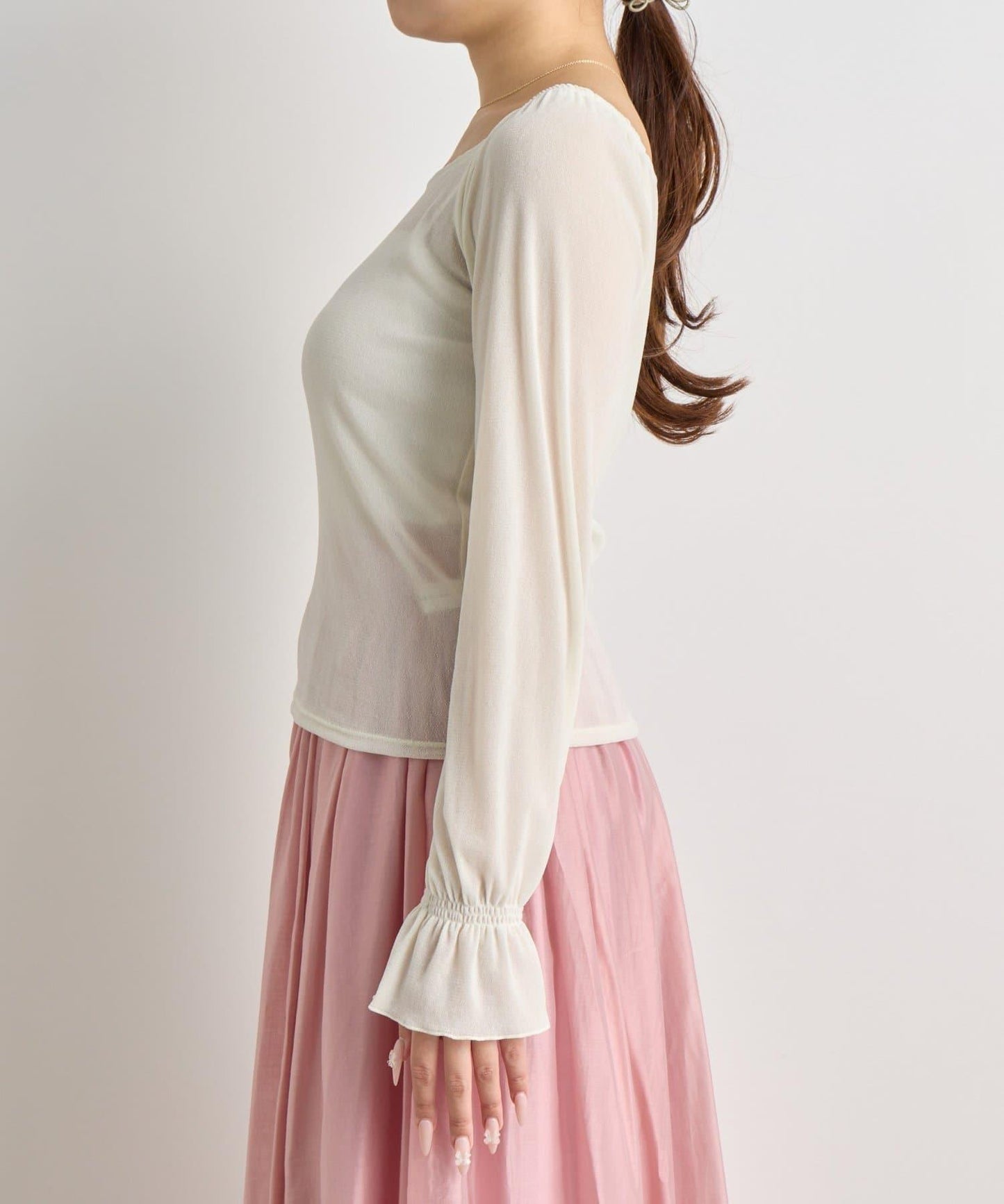 【KAZUMI監修】絨面蕾絲方領T恤