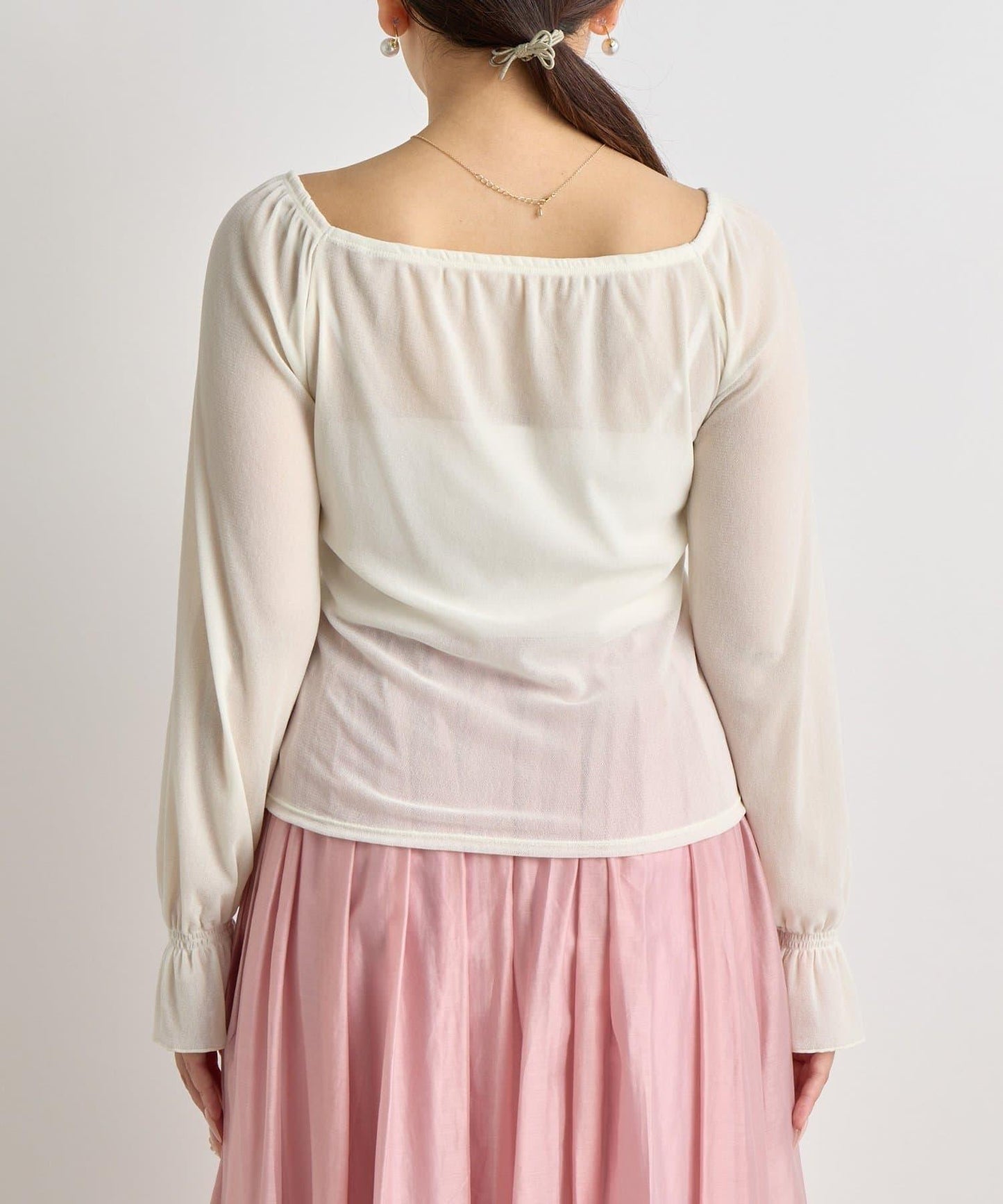 【KAZUMI監修】絨面蕾絲方領T恤