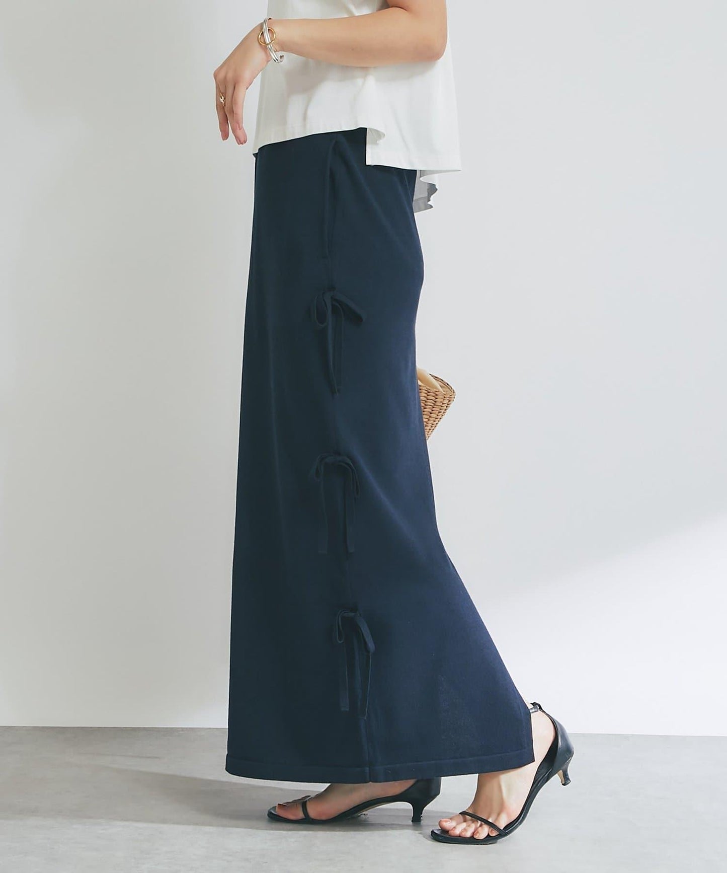 【La boutique BonBon】金銀絲針織蝴蝶結半身裙