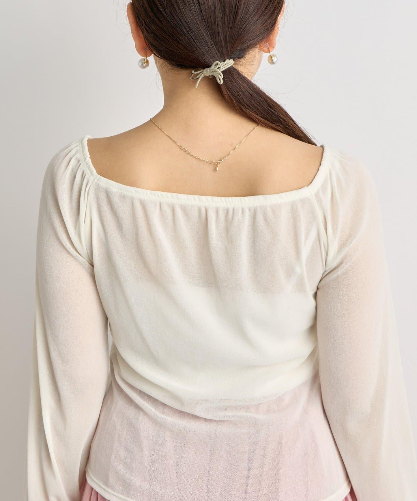 【KAZUMI監修】絨面蕾絲方領T恤