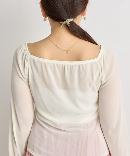 【KAZUMI監修】絨面蕾絲方領T恤