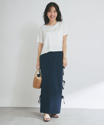 【La boutique BonBon】金銀絲針織蝴蝶結半身裙