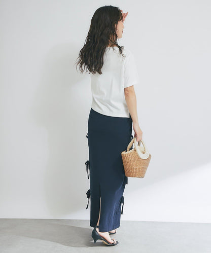 【La boutique BonBon】金銀絲針織蝴蝶結半身裙