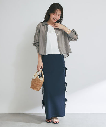 【La boutique BonBon】金銀絲針織蝴蝶結半身裙