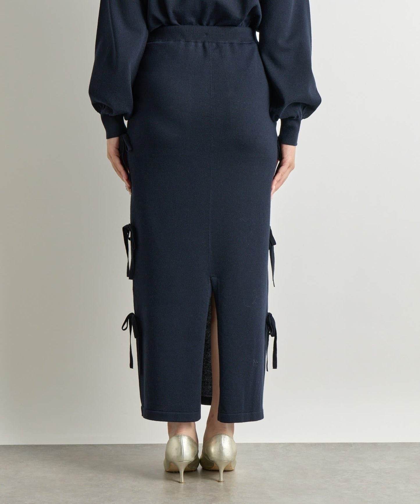 【La boutique BonBon】金銀絲針織蝴蝶結半身裙