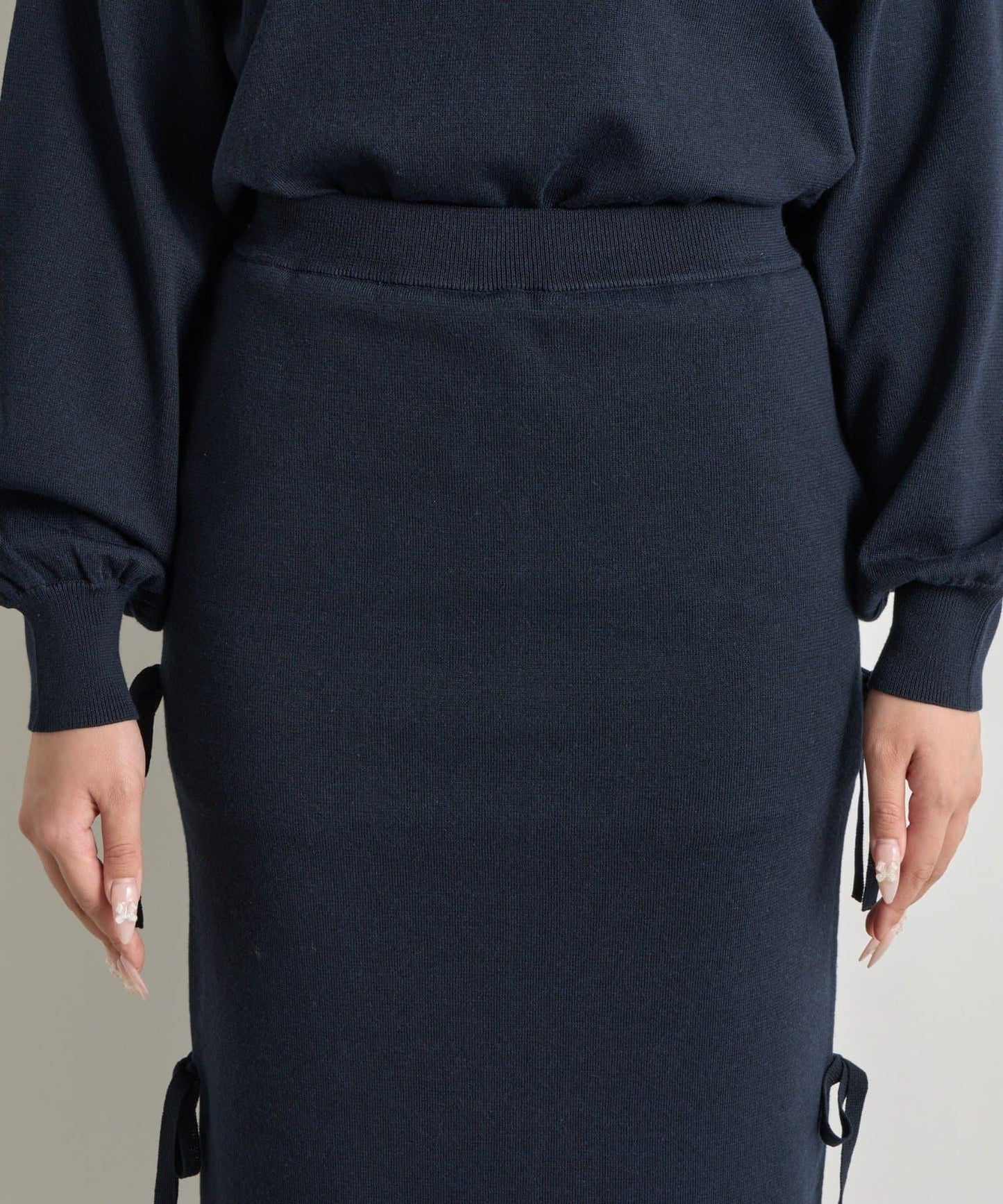 【La boutique BonBon】金銀絲針織蝴蝶結半身裙