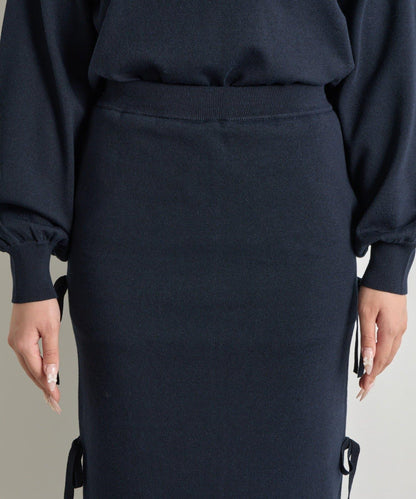 【La boutique BonBon】金銀絲針織蝴蝶結半身裙