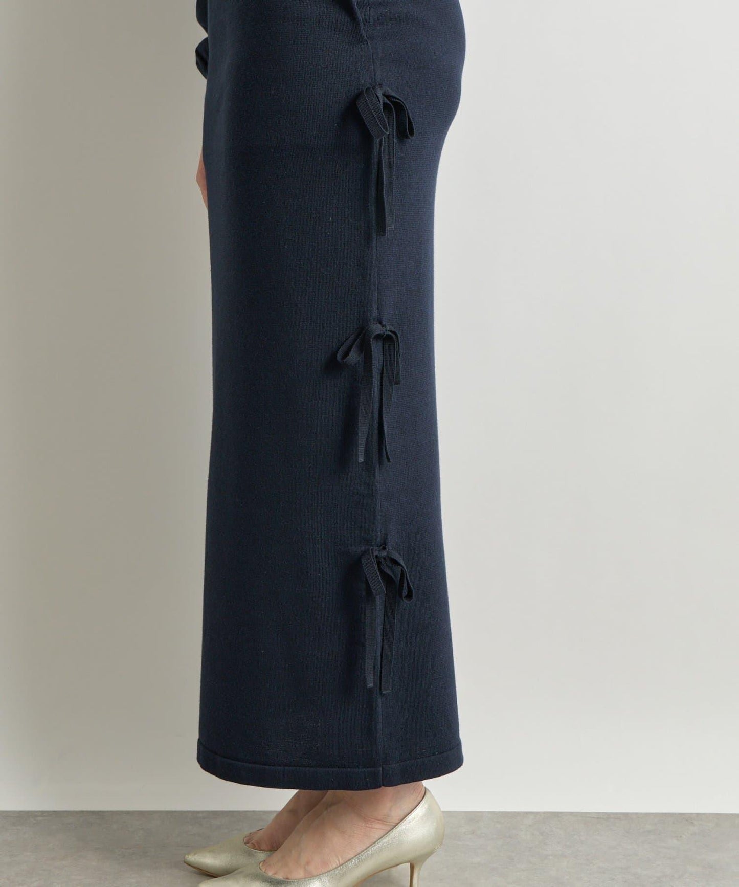 【La boutique BonBon】金銀絲針織蝴蝶結半身裙